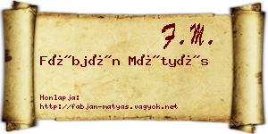 Fábján Mátyás névjegykártya